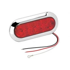 WESBAR Red Stop/Tail/Turn Light with Black Flange and Chrome Trim Snap Ring