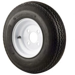 C E SMITH 480 X 8B Bias Trailer Tire and 8 X 3 3/4 White Solid Rim 4 X 4 Bolt Pattern