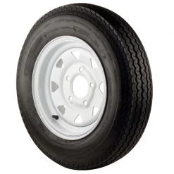 C E SMITH B78 X 13C Bias Trailer Tire and 13 X 4 1/2 White Spoke Rim 5 X 4 1/2 Bolt Pattern